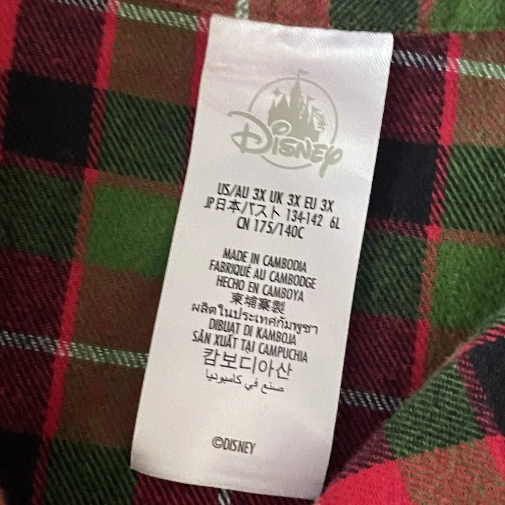 Disney Parks Women's 3XL Red Green Plaid Flannel Santa‎ Mickey Mouse Pajama Set - Picture 2 of 6